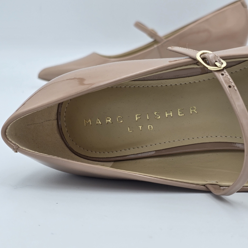 Marc Fisher LTD Luccie Mary Jane Pumps, Light Natural Patent Leather, Wmn's 5.5M - Picture 5 of 13